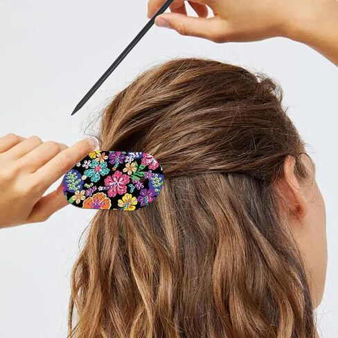 4pcs Diamond Painting Kits Round Hairpins, Special Shape Diamond Art Craft Kit, Colorful Flower Handicraft, Elegant Chinese Twist Rod Wooden DIY Hair Clip with for Festivals, Daily Wear Parties in Kuwait