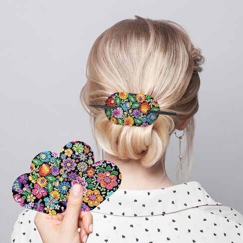 4pcs Diamond Painting Kits Round Hairpins, Special Shape Diamond Art Craft Kit, Colorful Flower Handicraft, Elegant Chinese Twist Rod Wooden DIY Hair Clip with for Festivals, Daily Wear Parties in Kuwait