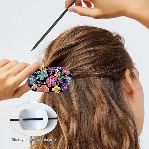 4pcs Diamond Painting Kits Round Hairpins, Special Shape Diamond Art Craft Kit, Colorful Flower Handicraft, Elegant Chinese Twist Rod Wooden DIY Hair Clip with for Festivals, Daily Wear Parties in Kuwait