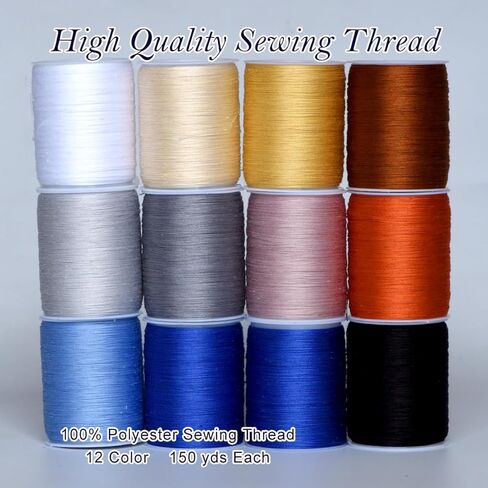 All Purpose Sewing Thread - 12 Spools of Polyester Sewing Threads for Sewing Quilting Serger in Kuwait