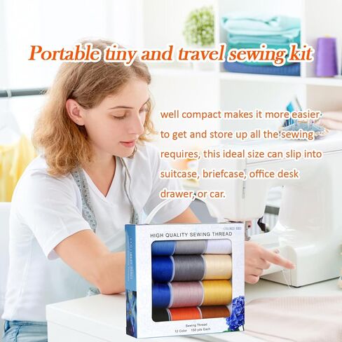 All Purpose Sewing Thread - 12 Spools of Polyester Sewing Threads for Sewing Quilting Serger in Kuwait