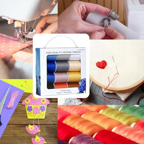 All Purpose Sewing Thread - 12 Spools of Polyester Sewing Threads for Sewing Quilting Serger in Kuwait