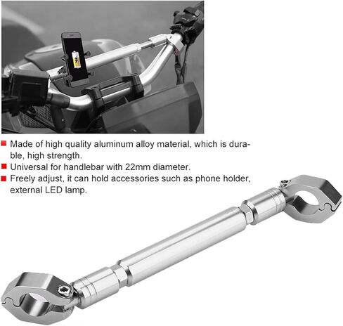 Motorcycle Balance Bar, Universal 22mm Aluminum Alloy Handlebar Cross Bar for Motorbikes, Silver in Kuwait