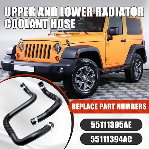 Upper and Lower Radiator Coolant Hose Fit for 2012-2018 Jeep Wrangler for 2018 Jeep Wrangler JK 3.6L V6 Replace for 55111395AE 55111394AC in Kuwait