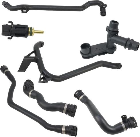 7-Piece Expansion Tank Coolant Radiator Hose Kit Compatible with BMW 320i 323Ci 325i 325Xi 328Ci 328i 330Ci 330i 330Xi 1999-2006 Part # 11531436410 17127510952 11531436408 11537502525 11531705210 in Kuwait