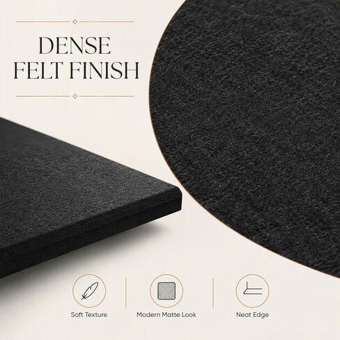 JOLOV Large Cork Board Alternative 48"x36", 12 Pcs Black Felt Bulletin Board Tiles for Wall - Felt Wall Tiles & Panels, Push Pin Board with Pins & Adhesive for Office, Corkboard Tiles, Felt Pin Board in Kuwait