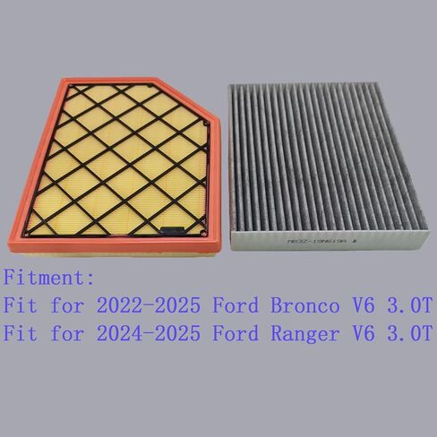 Engine & Cabin Air Filter Fit for 2022-2025 Ford Bronco, 2024-2025 Ranger, V6 3.0T, Replace NB3Z9601A MB3Z19N619A in Kuwait