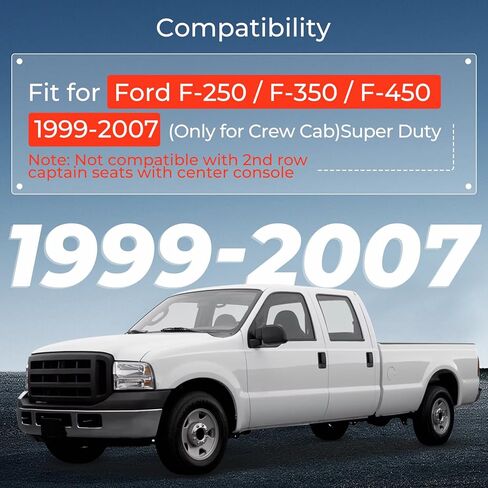 Floor Mats Suit for Ford F-250/F-350/F-450 1999-2007 (Only for Crew Cab) Super Duty, All Weather TPE Carpet Rubber Custom Fit Car Accessories - Not Fit for 2nd Row Captain Seats with Center Console in Kuwait