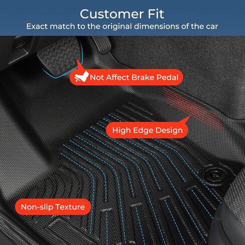 Floor Mats Suit for Ford F-250/F-350/F-450 1999-2007 (Only for Crew Cab) Super Duty, All Weather TPE Carpet Rubber Custom Fit Car Accessories - Not Fit for 2nd Row Captain Seats with Center Console in Kuwait