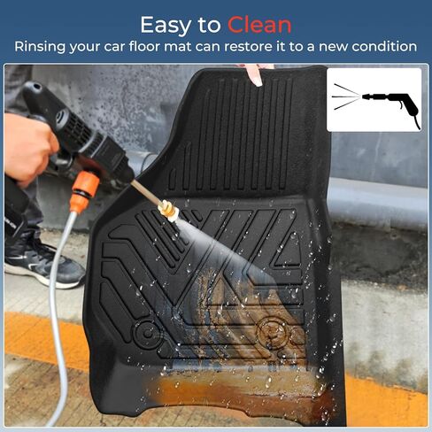Floor Mats Suit for Ford F-250/F-350/F-450 1999-2007 (Only for Crew Cab) Super Duty, All Weather TPE Carpet Rubber Custom Fit Car Accessories - Not Fit for 2nd Row Captain Seats with Center Console in Kuwait