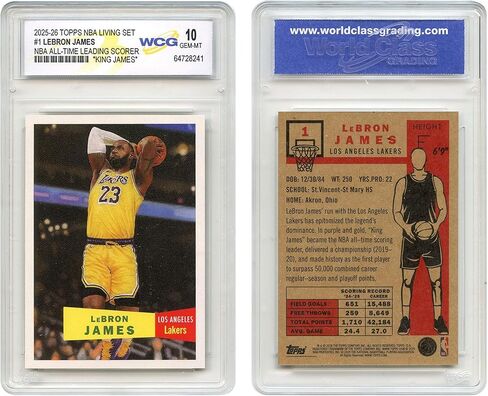 2025-26 مجموعة Topps NBA Living Set Lebron James Los Angeles Lakers * الأولى على الإطلاق في السلسلة * البطاقة رقم 1 - GEM Mint 10 in Kuwait
