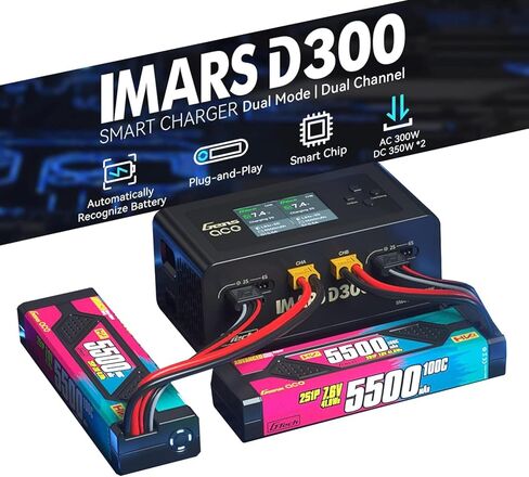 IMARS D300 Charger, Gens Ace Smart Balance Charger Dual Channel AC 300W / DC 700W (350W*2) 16A for RC 1~16S Charging (Black) in Saudi Arabia