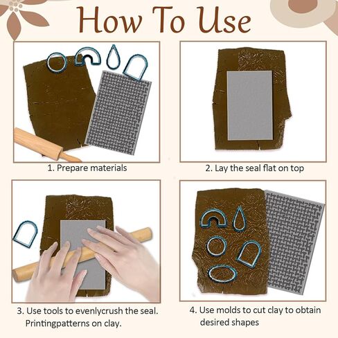4 قطع نسيج نسيج عنصر الطين نسيج حصيرة بوليمر كلاي نسيج أوراق أدوات DIY لصناعة المجوهرات الفخارية وآلات نقش الطوابع، 4 × 2.6 بوصة in Kuwait