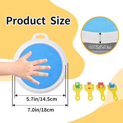 7" Large Round Craft Ink Pad, 12 Colors Craft Ink Rubber Stamps Partner DIY Color, Washable Rainbow Finger Ink Pads, Fingerprint Ink Pad for Rubber Crafting Paper Gift in Kuwait