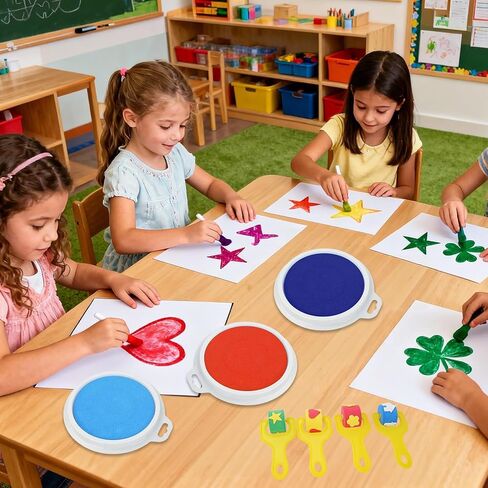 7" Large Round Craft Ink Pad, 12 Colors Craft Ink Rubber Stamps Partner DIY Color, Washable Rainbow Finger Ink Pads, Fingerprint Ink Pad for Rubber Crafting Paper Gift in Kuwait