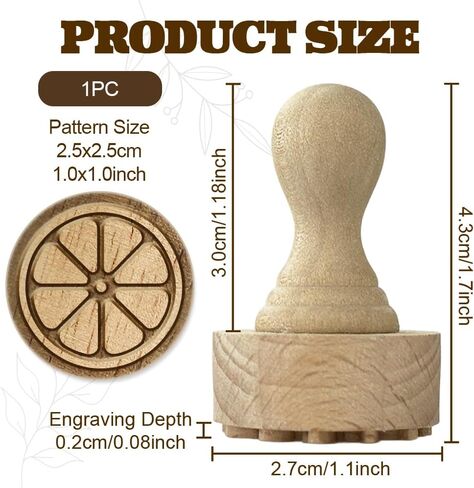 OLYCRAFT Lemon Wood Stamps with Handle 1.1 Inch Wooden Clay Stamp Beechwood Pottery Stamps Ceramic Pottery Stamp Wood Handle Ceramic Tools for Clay-Art DIY Crafts Handmade Scrapbooking Decorations in Kuwait