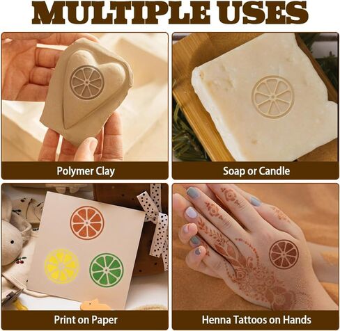 OLYCRAFT Lemon Wood Stamps with Handle 1.1 Inch Wooden Clay Stamp Beechwood Pottery Stamps Ceramic Pottery Stamp Wood Handle Ceramic Tools for Clay-Art DIY Crafts Handmade Scrapbooking Decorations in Kuwait