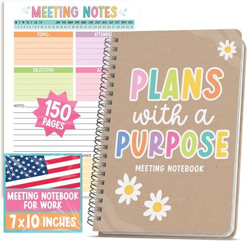 Meeting Notebook For Work Organization - Work Meeting Notebook for Women, Notebooks for Note Taking, Project Planning Notebooks, Note Books for Workers, Business Organizer Planner in Saudi Arabia