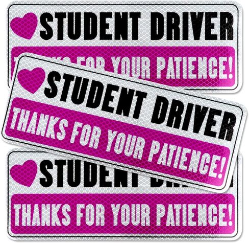 3 Pcs Student Driver Magnets - Funny “Please Be Patient" Safety Warning Stickers for Cars Reflective Bumper Stickers for New Learner Drivers in Saudi Arabia