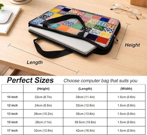 13 inch Laptop Sleeve, Colorful Boho Patchwork Quilt Shockproof Protective Bag with Handle, Slim Notebook Carrying Case for MacBook Air M3/M2/M1, iPad Pro 13 M4, MacBook Pro 14 in Kuwait