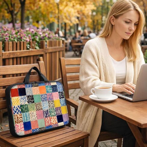 13 inch Laptop Sleeve, Colorful Boho Patchwork Quilt Shockproof Protective Bag with Handle, Slim Notebook Carrying Case for MacBook Air M3/M2/M1, iPad Pro 13 M4, MacBook Pro 14 in Kuwait