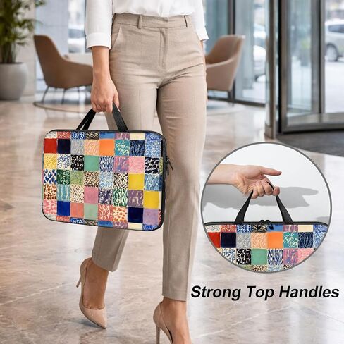13 inch Laptop Sleeve, Colorful Boho Patchwork Quilt Shockproof Protective Bag with Handle, Slim Notebook Carrying Case for MacBook Air M3/M2/M1, iPad Pro 13 M4, MacBook Pro 14 in Kuwait
