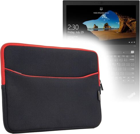 BoxWave Case Compatible with Lenovo ThinkPad X280 with Touchscreen (12.5 in) - SoftSuit with Pocket, Soft Pouch Neoprene Cover Sleeve Zipper Pocket - Jet Black with Red Trim in Kuwait