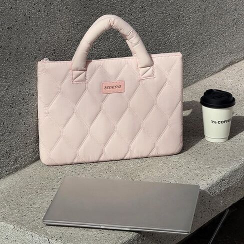 Pink 14 Inch Stylish Laptop Case Sleeve Protable Quilted Protective Case with Padded Handle Multi-Pocket Organizer Computer Handbags for Notebooks in Kuwait