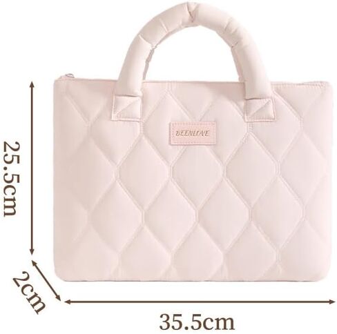 Pink 14 Inch Stylish Laptop Case Sleeve Protable Quilted Protective Case with Padded Handle Multi-Pocket Organizer Computer Handbags for Notebooks in Kuwait