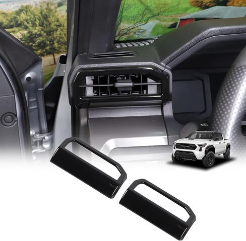 غطاء ديكور لمنفذ فتحة تهوية جانبية للوحة القيادة من Daeiclru متوافق مع Toyota Tacoma 2024 2025، ملحقات غطاء إطار منفذ مكيف الهواء لمكيف الهواء للوحة القيادة (أسود لامع) in Kuwait
