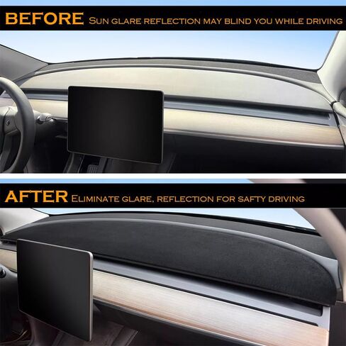 Dashboard Cover Compatible with Tesla Model 3 Highland, Premium Suede Anti-Glare Non-Slip Pad Dustproof Dash Mat 2024 2025 2026 Tesla Model 3 Accessories Interior Sun Protection in Saudi Arabia