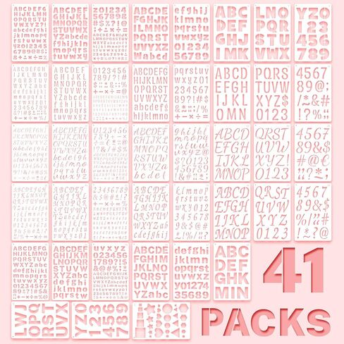 41Pcs Letter Stencils Reusable 1/2,3/4,1,5/4,2Inch Small Plastic Templates for Scrapbook 5 Font Alphabet Number Shape Stencils for Painting Art Crafts Drawing Journal Notebook Fabric Home Decor in Saudi Arabia