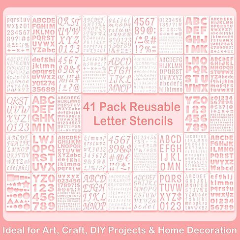 41Pcs Letter Stencils Reusable 1/2,3/4,1,5/4,2Inch Small Plastic Templates for Scrapbook 5 Font Alphabet Number Shape Stencils for Painting Art Crafts Drawing Journal Notebook Fabric Home Decor in Saudi Arabia