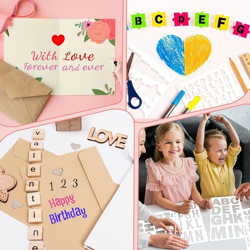 41Pcs Letter Stencils Reusable 1/2,3/4,1,5/4,2Inch Small Plastic Templates for Scrapbook 5 Font Alphabet Number Shape Stencils for Painting Art Crafts Drawing Journal Notebook Fabric Home Decor in Saudi Arabia