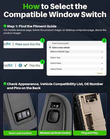 Power Window Switch Fit for Chevrolet Chevy Silverado 1500/2500/3500 & GMC Sierra 1500/2500/3500 (2003-2007) Front Left Driver Side, Replaces 920-023, 15883318 in Kuwait