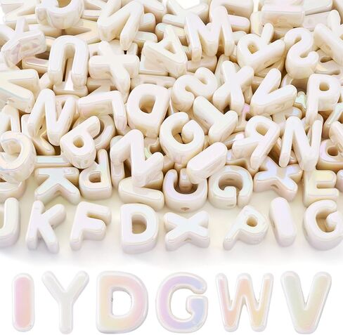 FASHEWELRY 90Pcs 20mm Big Letter Beads Marine Blue Large Alphabet Beads for Bracelets Making, UV Plating Iridescent 3D Initials Paracord Bead for Keychains Bag Charm Kit Shoelaces in Kuwait