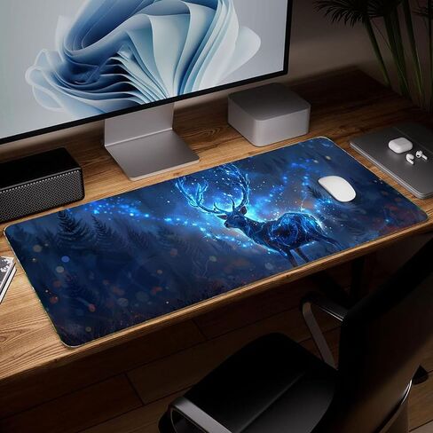 Leather Animal Desk Pad, Colorful Art Mouse Pad Large Computer Keyboard Gaming Mousepad Waterproof Desktop Protector & Cover, Decorative PU Leather Laptop Mouse Mat Decor 10 x 25.6 inch C15 in Kuwait