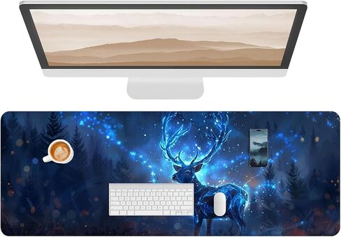 Leather Animal Desk Pad, Colorful Art Mouse Pad Large Computer Keyboard Gaming Mousepad Waterproof Desktop Protector & Cover, Decorative PU Leather Laptop Mouse Mat Decor 10 x 25.6 inch C15 in Kuwait