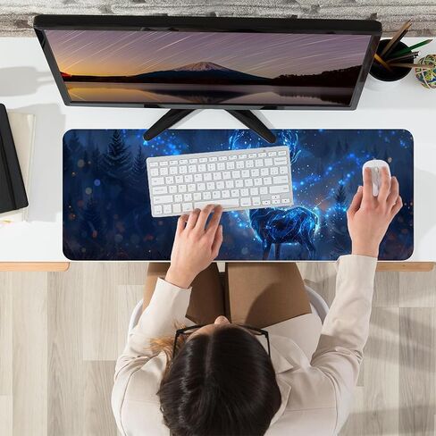 Leather Animal Desk Pad, Colorful Art Mouse Pad Large Computer Keyboard Gaming Mousepad Waterproof Desktop Protector & Cover, Decorative PU Leather Laptop Mouse Mat Decor 10 x 25.6 inch C15 in Kuwait