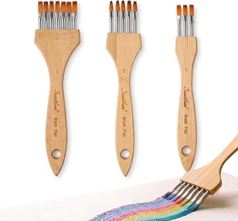 3Pcs Flat Grainer Brush Set, Professional Multi-Tooth Comb Paint Brushes for Textures & Special Effects, Rake Brushes for Acrylic, Watercolor and Craft Painting in Saudi Arabia