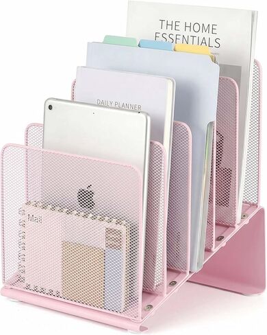 File Organizer for Desk, Desk Organizer with 5-Section Vertical File Rack, File Folder Organizer, Desk Accessories & Workspace Organizers (Black) in Kuwait