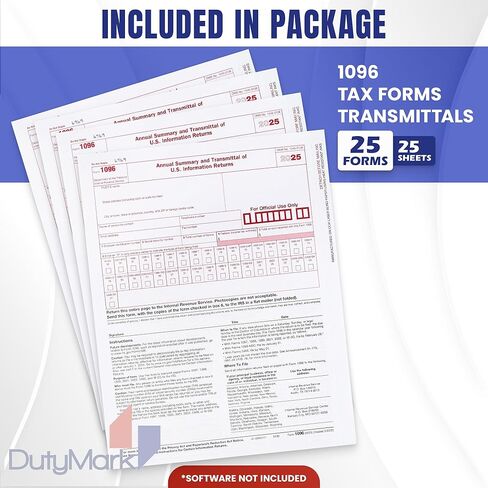 1096 Transmittal Tax Forms 2024, 25 Pack of 1096 Summary Laser Tax Forms 1096 Forms, Compatible with QuickBooks and Accounting Software in Saudi Arabia