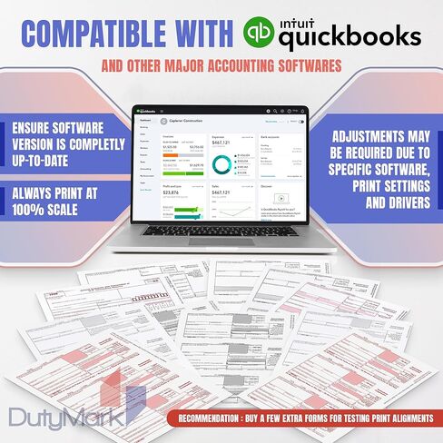 1096 Transmittal Tax Forms 2024, 25 Pack of 1096 Summary Laser Tax Forms 1096 Forms, Compatible with QuickBooks and Accounting Software in Saudi Arabia
