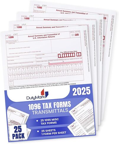 1096 Transmittal Tax Forms 2024, 25 Pack of 1096 Summary Laser Tax Forms 1096 Forms, Compatible with QuickBooks and Accounting Software in Saudi Arabia