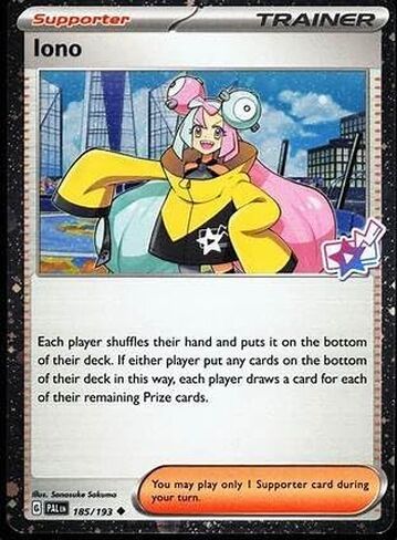 Pokemon – Iono – Cosmos Foil - Promo Card – Exclusive Stamp – 185/193 - Premium Tournament Collection in Kuwait