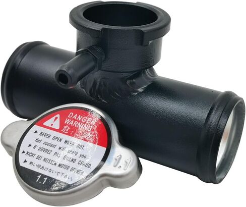 45mm 1-3/4" Aluminum Inline Filler Neck Universal Radiator Hose Pipe and Cap Black in Saudi Arabia