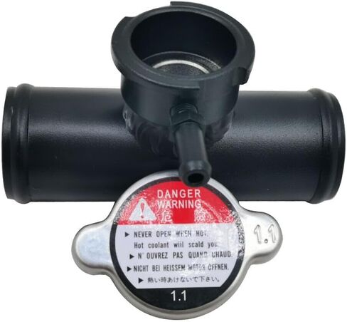 45mm 1-3/4" Aluminum Inline Filler Neck Universal Radiator Hose Pipe and Cap Black in Saudi Arabia
