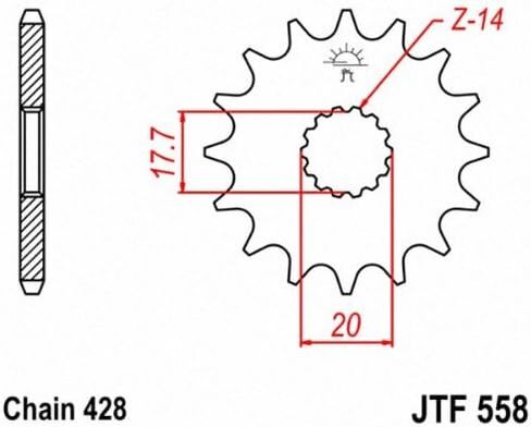 JT Sprockets JTF558.14 14T Steel Front Sprocket , black , 14 Tooth in Kuwait
