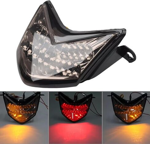 الضوء الخلفي - مصباح إشارة الانعطاف LED المدمج لفرامل الذيل متوافق مع KAWASAKI NINJA ZX-10R ZX1000 2006 2007 ZX-6R ZX6RR Z750 (أسود) in Kuwait