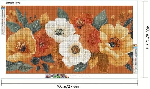 KTHOFCY 5D DIY Diamond Painting Kits for Adults, Elegant Floral Full Drill Embroidery Cross Stitch Crystal Rhinestone Paintings Pictures Arts Wall Decor Painting Dots Kits 15.7X27.5inch in Kuwait